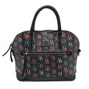 Dooney & Bourke Black Monogram Leather DB75 Satchel Bag